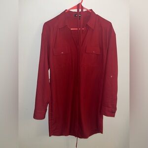 Red Business Casual Shirt Dress